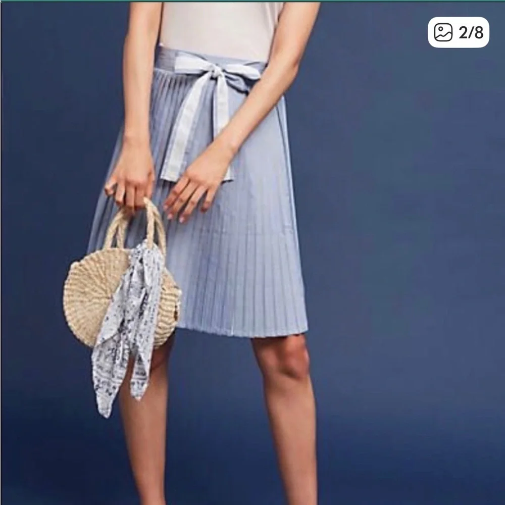 Anthropologie Lili’s Closet Pleated Blue Skirt Size M